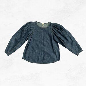 La Vie by Rebecca Taylor Denim Puff Sleeve Top